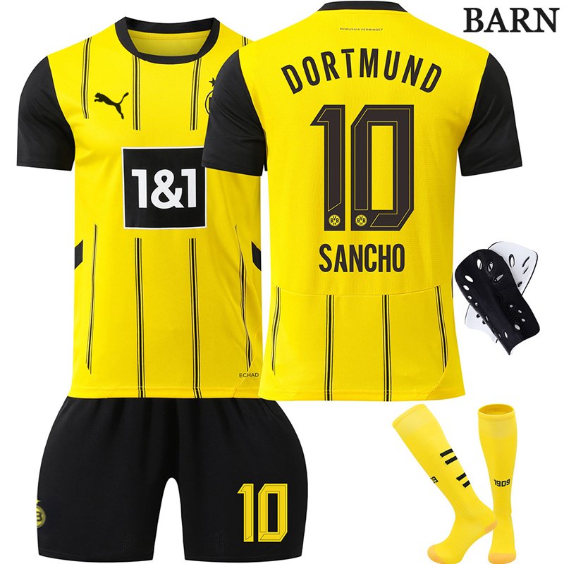 Fotballdrakter Sancho 10 BVB Borussia Dortmund 24/25 Hjemmedrakt Barn