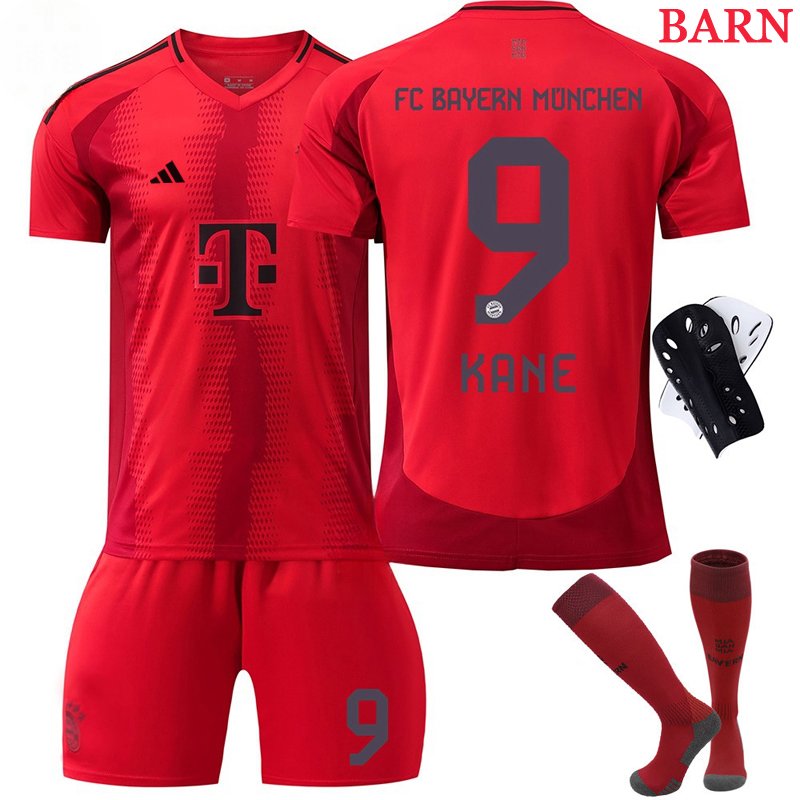 Kane 9 drakt barn FC Bayern München 2024/25 hjemmedrakt - rød