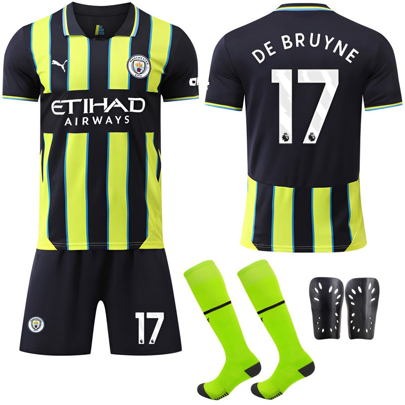 Kjøp De Bruyne 17 Manchester City 2024/25 bortedrakt med korte ermer + Korte bukser