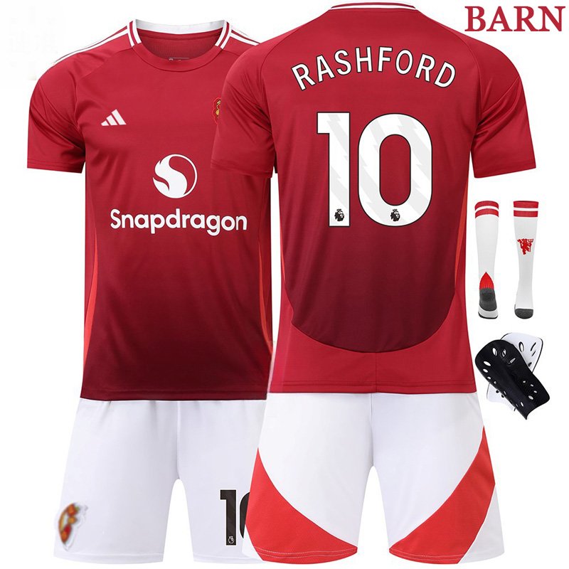 Bestill Manchester United 2024/25 barn hjemme drakt med Rashford 10 trykk