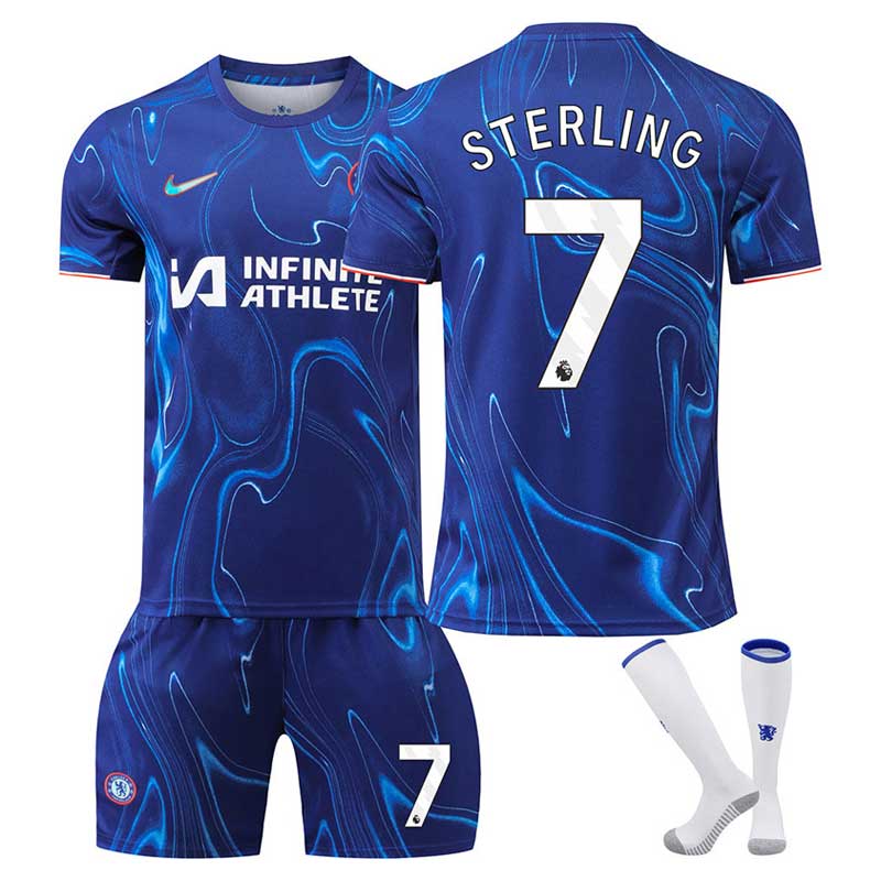 Chelsea FC 2024/25 Hjemme Draktsett Med Sterling 7 trykk