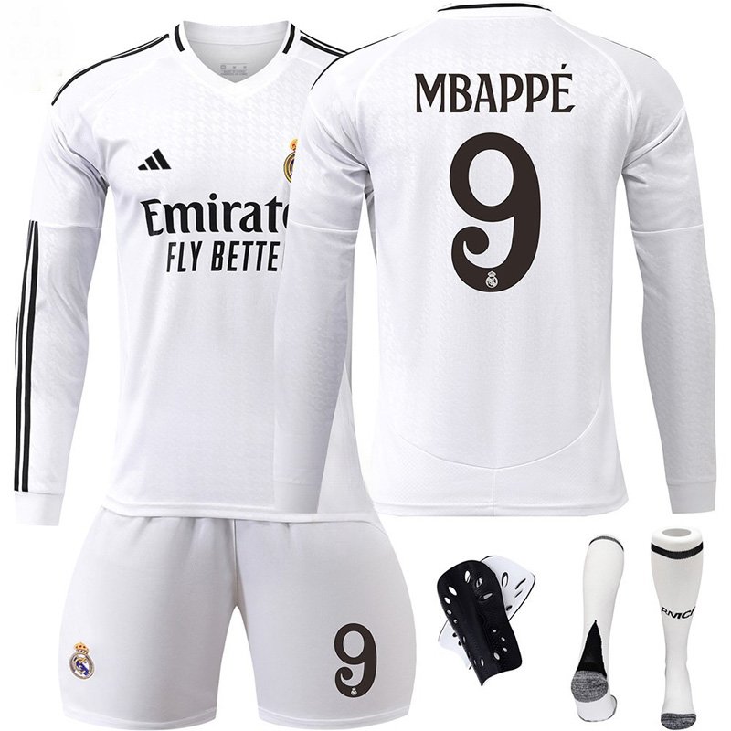 Real Madrid Hjemmedrakt 2024-25 Langermet med Mbappé 9 trykk