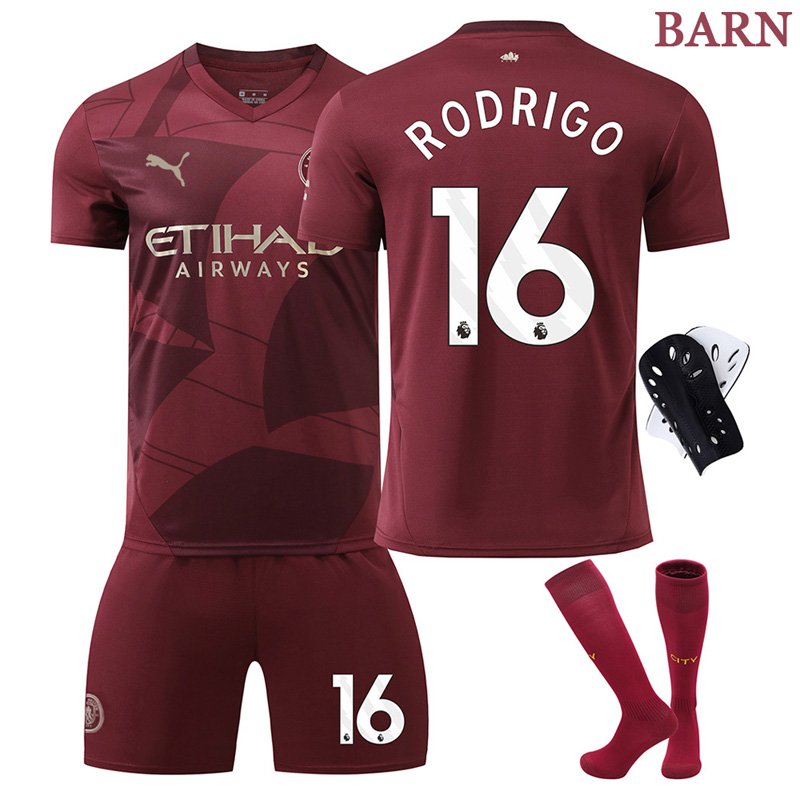 Billige Fotballdrakter RODRIGO 16 Manchester City Barn Tredjedrakt 2024/25