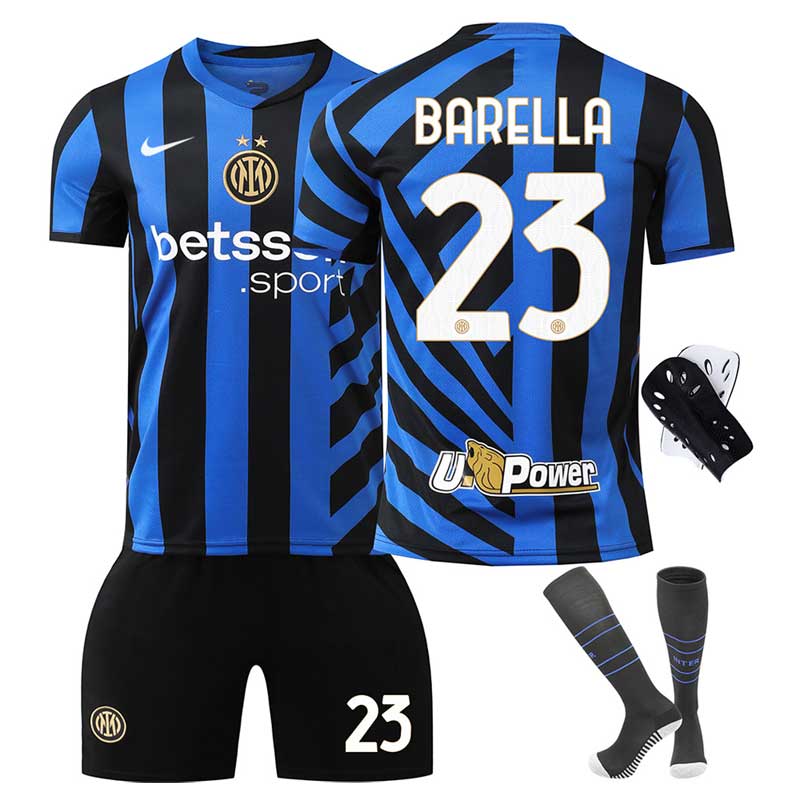 Fotballdrakter Barn Inter Milan 24/25 Hjemmedrakt Med BARELLA 23 trykk