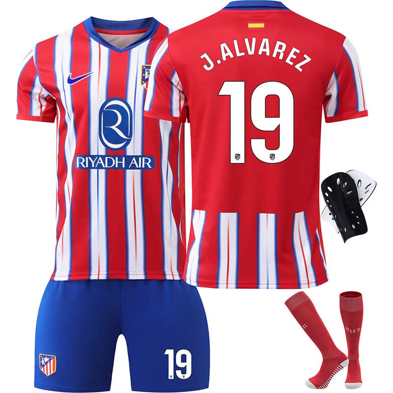 J.Alvarez 19 Sesongen 2024/2025 Atletico Madrid Barn Hjemme Fotballdrakter