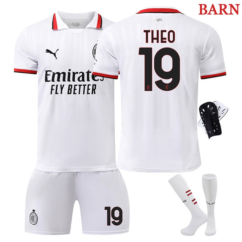 AC Milan Theo #19 Barn Bortedrakt 2024-25 Kortermet + Korte bukser