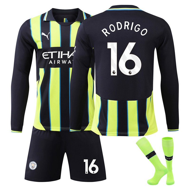 Man City Rodrigo #16 borte drakt langermet for sesongen 2024-25