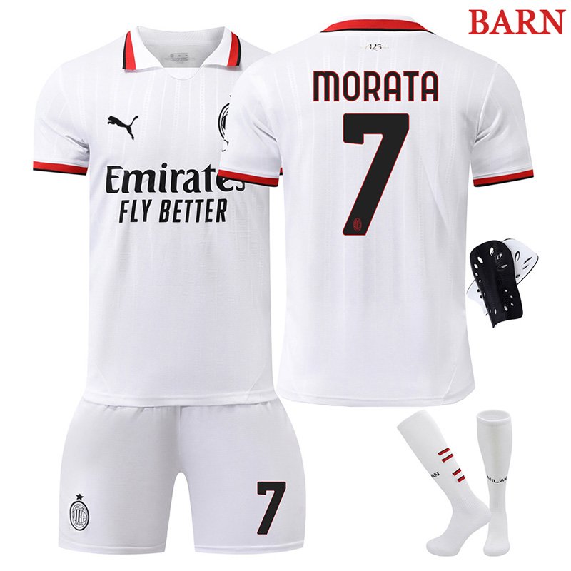 Morata 7 AC Milan Barn Borte Draktsett Fotball 2024-25