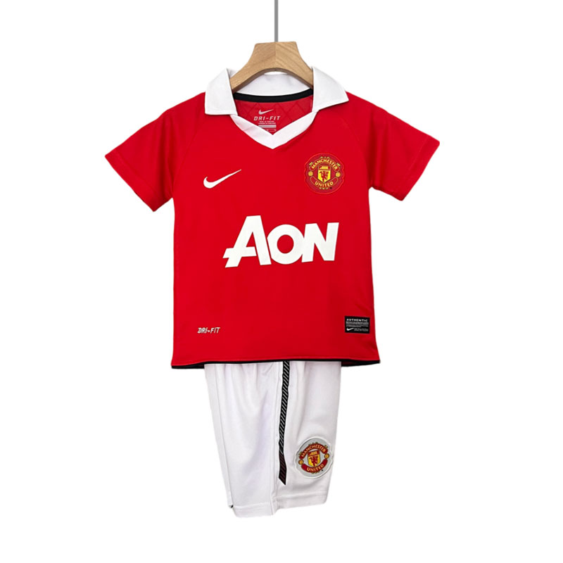 Fotballdrakt Barn Man United Retro Hjemmetrøye 2010/11 Kortermet + Korte bukser