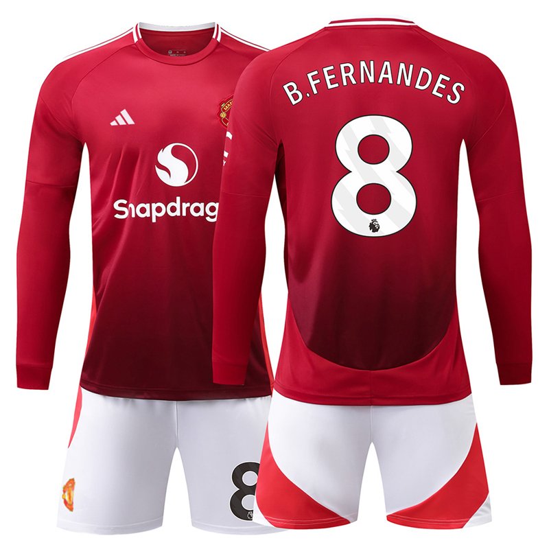 Manchester United Hjemmedrakt 2425 Langermet med B.Fernandes 8 trykk