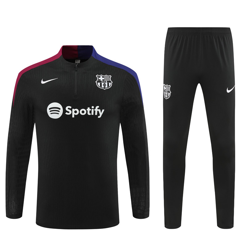 Barcelona 24/25 Svart/Blå Half-Zip Treningsdrakt