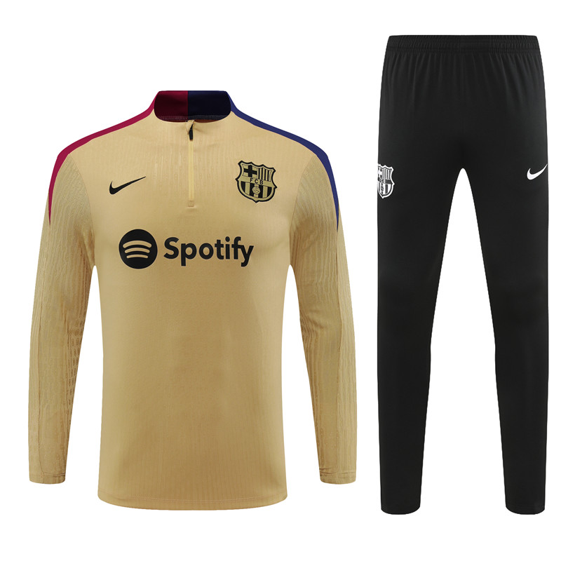 FC Barcelona 2024/25 Krem Beige/Svart Half-Zip Treningsdrakt