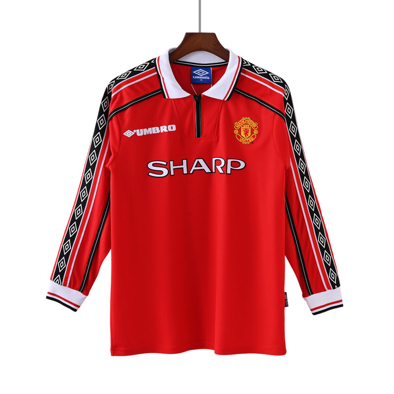 Manchester United Hjemmetrøye 1998-99 retro langermet fotballdrakt